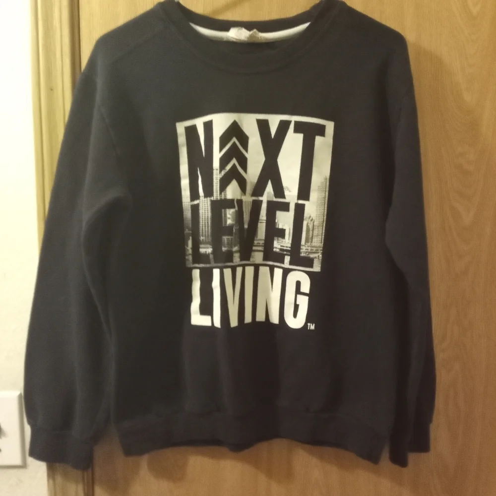Anvil Mens Small Black Logo Crewneck Sweater Casual Comfortable Cozy